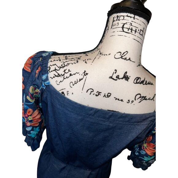 Signature by Robbie Bee Dress Womens Size 8‎ Floral Embroidered Ruffle Sleeve - Picture 7 of 11